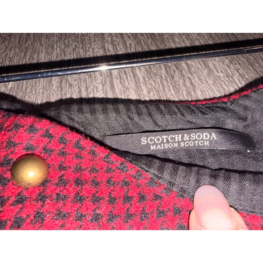 Scotch & Soda Red Houndstooth Studded Midi Skirt Size M - Picture 2 of 6